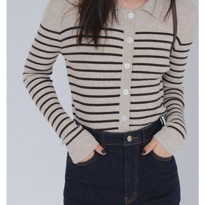 * long sleeve cardigan with polo collar, knit wear*